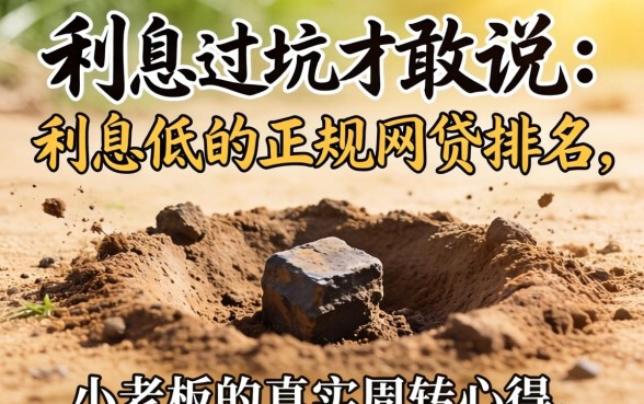 踩过坑才敢说:利息低的正规网贷排名,小老板的真实周转心得