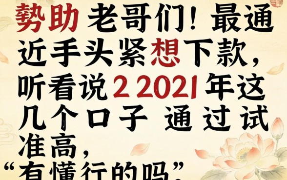 求助老哥们！最近手头紧想下款，听说2021年这几个口子通过率高，有懂行的吗？