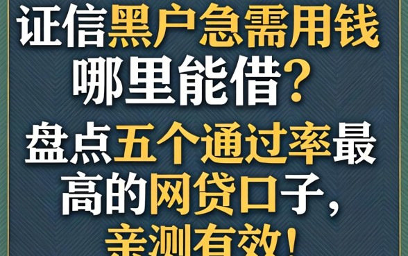 征信黑户急需用钱哪里能借？盘点五个通过率高的网贷口子，亲测有效！