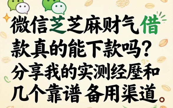 微信芝麻财气借款真的能下款吗?分享我的实测经历和几个靠谱备用渠道