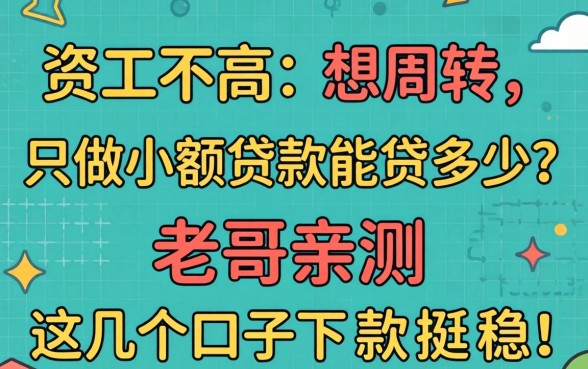 工资不高想周转，只做小额贷款能贷多少？老哥亲测这几个口子下款挺稳！