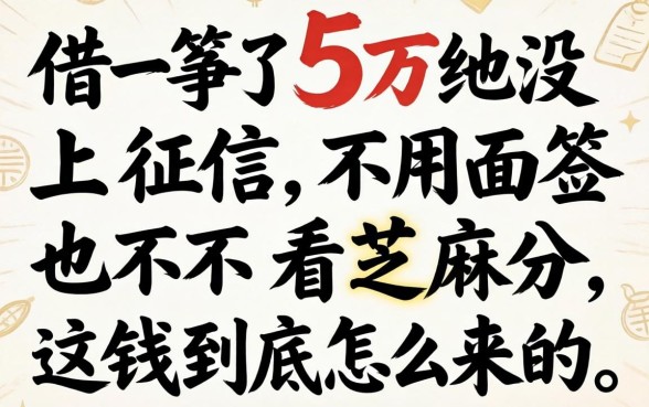 我借了5万没上征信，不用面签也不看芝麻分，这钱到底怎么来的
