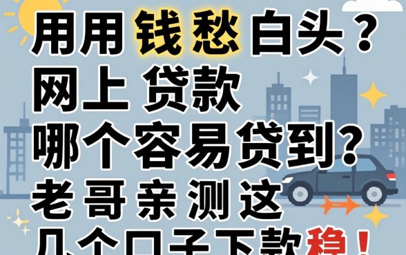 急用钱愁白头?网上贷款哪个容易贷到?老哥亲测这几个口子下款稳!