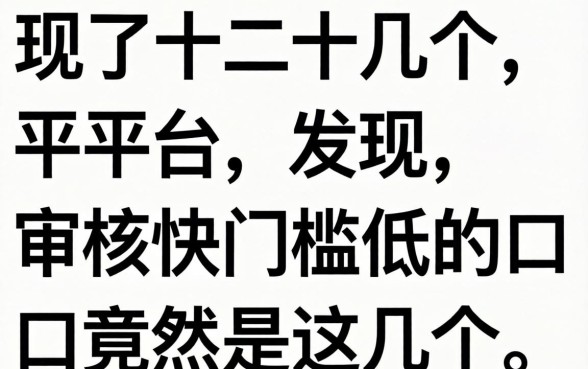 我试了十几个平台，发现审核快门槛低的口子竟然是这几个