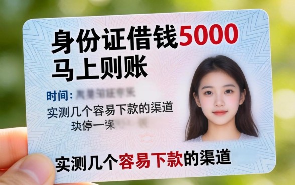 没有身份证借钱5000马上到账，实测几个容易下款的渠道