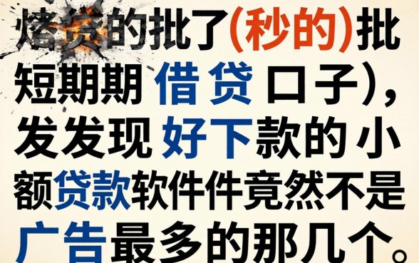 我翻烂了2026秒批短期借贷口子，发现好下款的小额贷款软件竟然不是广告最多的那几个