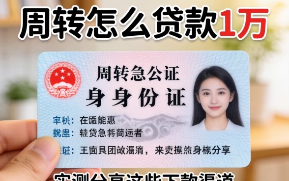 急需周转怎么用身份证贷款1万?实测分享这些下款渠道