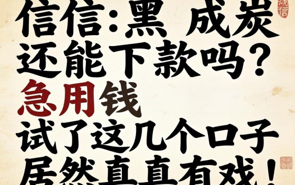 征信黑成炭还能下款吗？急用钱试了这几个口子居然真有戏！