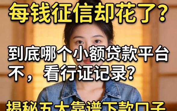 急需用钱征信却花了？到底哪个小额贷款平台不看征信记录？揭秘五大靠谱下款口子