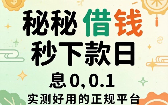 揭秘借钱秒下款日息0.01,实测好用的正规平台