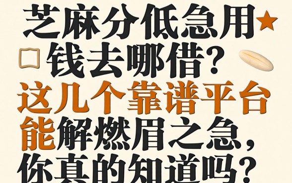 芝麻分低急用钱去哪借?这几个靠谱平台能解燃眉之急,你真的知道吗?