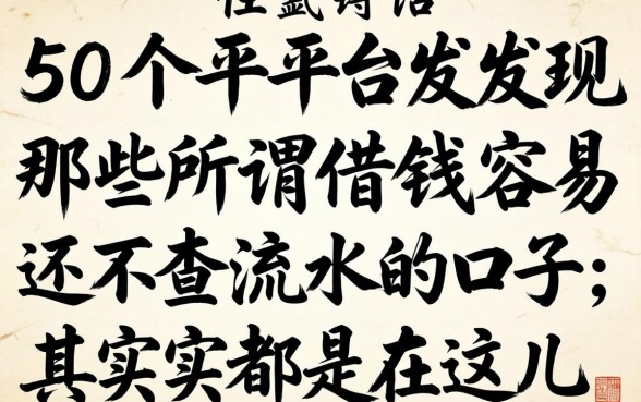 我翻了50个平台发现，那些所谓借钱容易还不查流水的口子，其实都在这儿