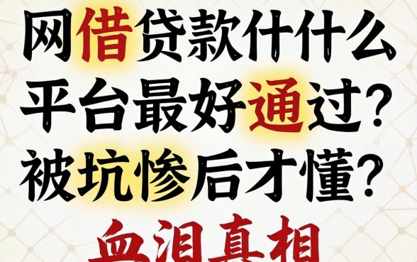 网上借款什么平台最好通过?被坑惨后才懂的血泪真相