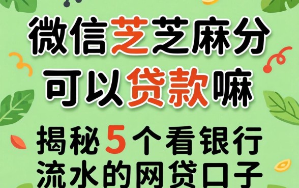 微信芝麻分可以贷款嘛，揭秘5个看银行流水的网贷口子