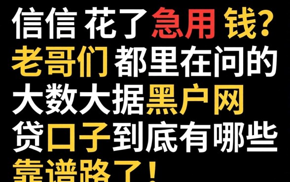 征信花了急用钱？老哥们都在问的大数据黑户网贷口子到底有哪些靠谱路子！