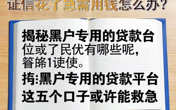 征信花了急需用钱怎么办？揭秘黑户专用的贷款平台有哪些呢，这五个口子或许能救急
