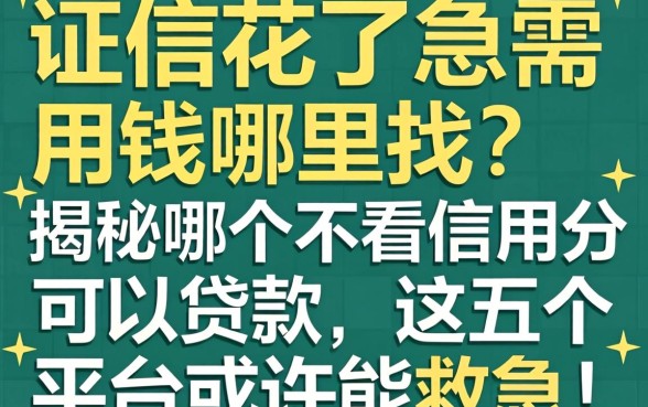 征信花了急需用钱哪里找？揭秘哪个不看信用分可以贷款，这五个平台或许能救急！