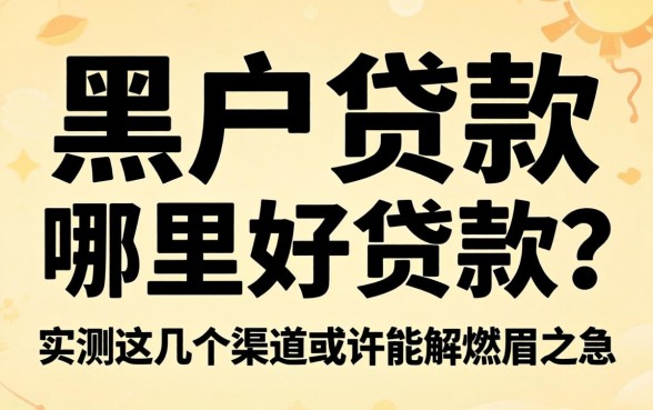 黑户贷款哪里好贷款?实测这几个渠道或许能解燃眉之急