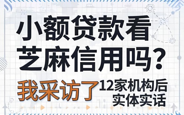 小额贷款看芝麻信用吗？我采访了12家机构后说实话