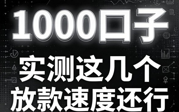 无视黑白1000口子：实测这几个放款速度还行