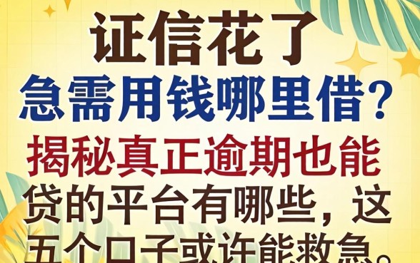 征信花了急需用钱哪里借?揭秘真正逾期也能贷的平台有哪些,这五个口子或许能救急