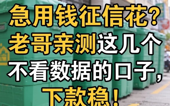 急用钱征信花？老哥亲测这几个不看数据的口子，下款稳！