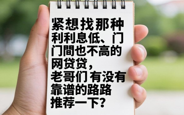 手头紧想找那种利息低、门槛也不高的网贷,老哥们有没有靠谱的路子推荐一下?