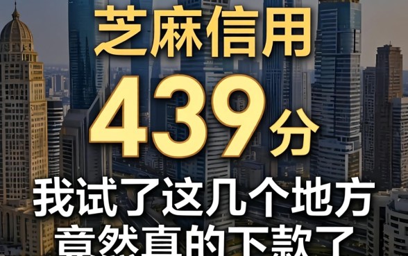芝麻信用439分，我试了这几个地方竟然真的下款了