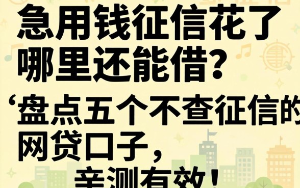 急用钱征信花了哪里还能借?盘点五个不查征信的网贷口子,亲测有效!