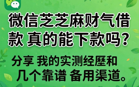 微信芝麻财气借款真的能下款吗?分享我的实测经历和几个靠谱备用渠道