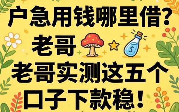 黑户急用钱哪里借?老哥实测这五个口子下款稳!