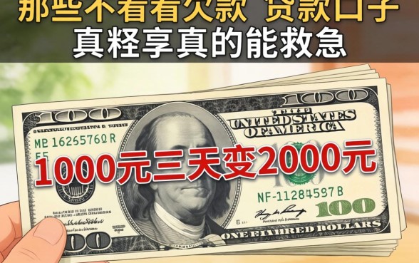 我借1000元三天变2000元,那些不看欠款的贷款口子真的能救急吗
