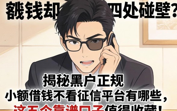急需用钱却四处碰壁？揭秘黑户正规小额借钱不看征信的平台有哪些，这五个靠谱口子值得收藏！