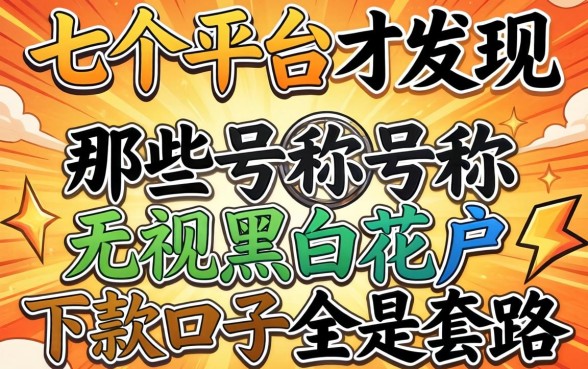 我试了七个平台才发现，那些号称无视黑白花户的下款口子全是套路