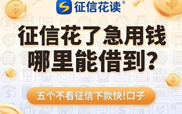 征信花了急用钱哪里能借到?分享五个不看征信下款快的口子