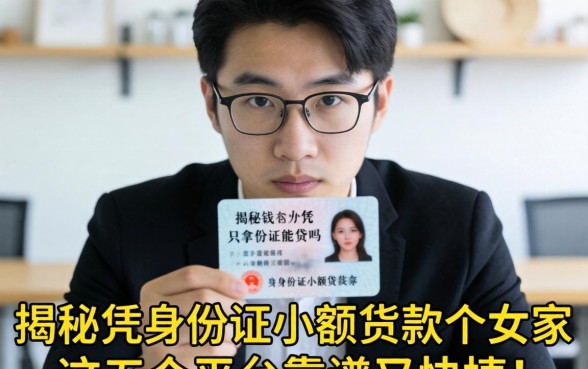 急需用钱怎么办?只拿身份证能贷吗?揭秘凭身份证小额贷款哪家好,这五个平台靠谱又快捷!
