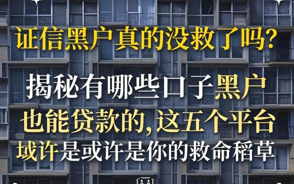 征信黑户真的没救了吗？揭秘有哪些口子黑户也能贷款的，这五个平台或许是你的救命稻草