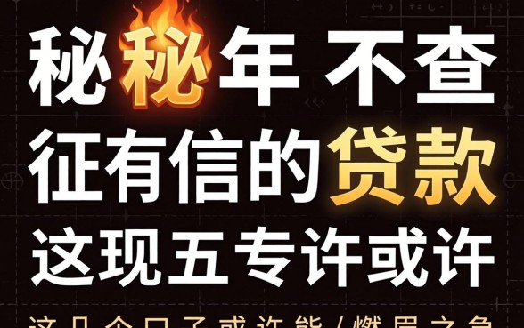 揭秘2026年不查征信的贷款,这几个口子或许能解燃眉之急