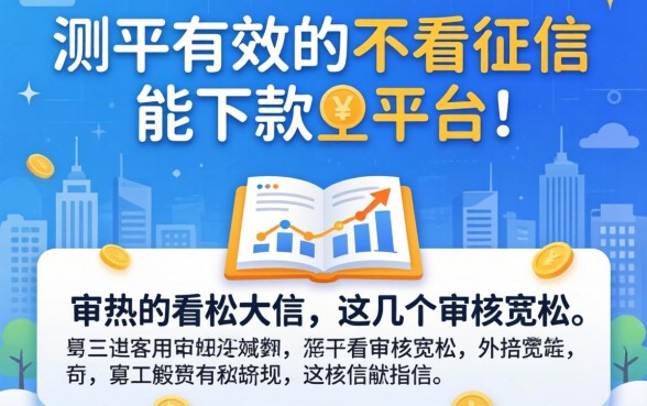 实测有效的2026不看征信能下款的平台，这几个审核宽松