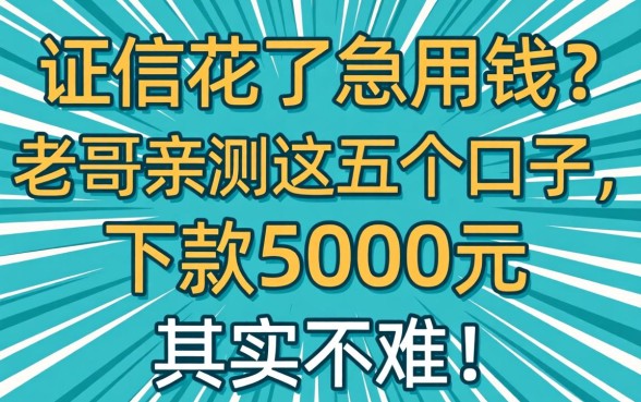 征信花了急用钱？老哥亲测这五个口子，下款5000元其实不难！