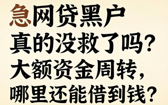 网贷黑户真的没救了吗？急需大额资金周转，哪里还能借到钱？