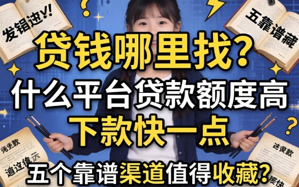 急需用钱哪里找？什么平台贷款额度高下款快一点？这五个靠谱渠道值得收藏