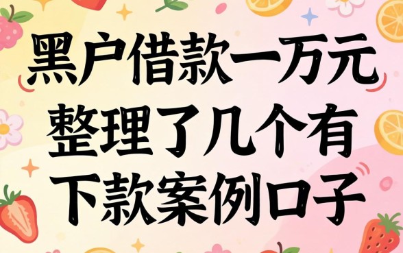 黑户借款一万元:整理了几个有下款案例的口子