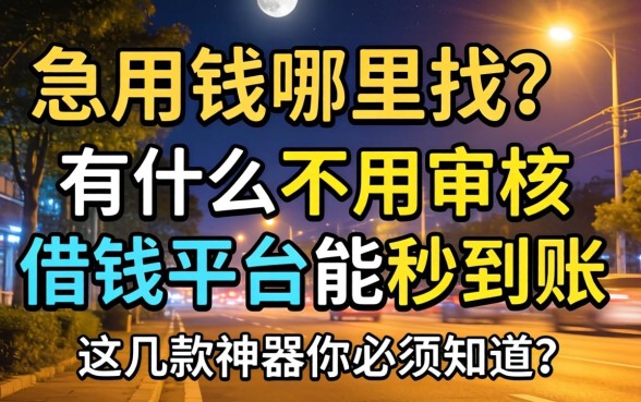 深夜急用钱哪里找？有什么不用审核的借钱平台能秒到账？这几款神器你必须知道