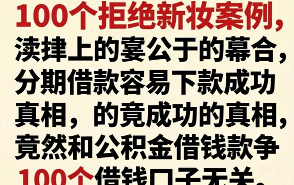 我看了100个被拒的案例，发现分期借款容易下款成功的真相，竟然和公积金借钱口子无关