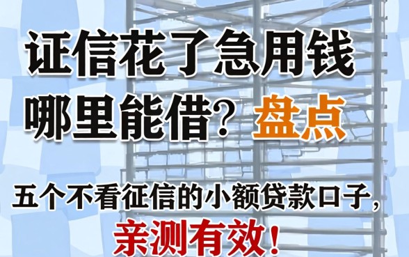 征信花了急用钱哪里能借？盘点五个不看征信的小额贷款口子，亲测有效！