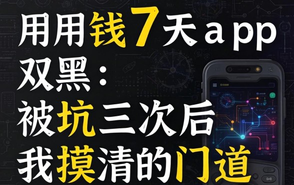 急用钱7天app2026双黑:被坑三次后我摸清的门道