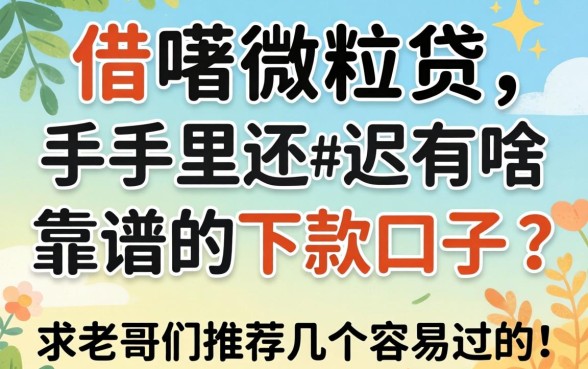 除了借呗微粒贷，手里还有啥靠谱的下款口子？求老哥们推荐几个容易过的！