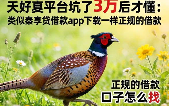 被野鸡平台坑了3万后才懂：类似秦享贷借款app下载一样正规的借款口子怎么找