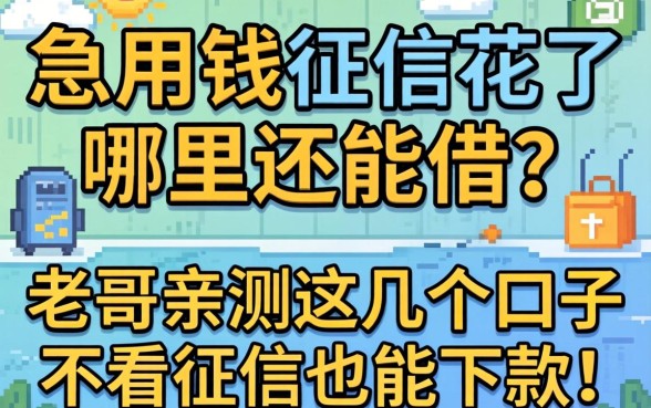 急用钱征信花了哪里还能借？老哥亲测这几个口子不看征信也能下款！